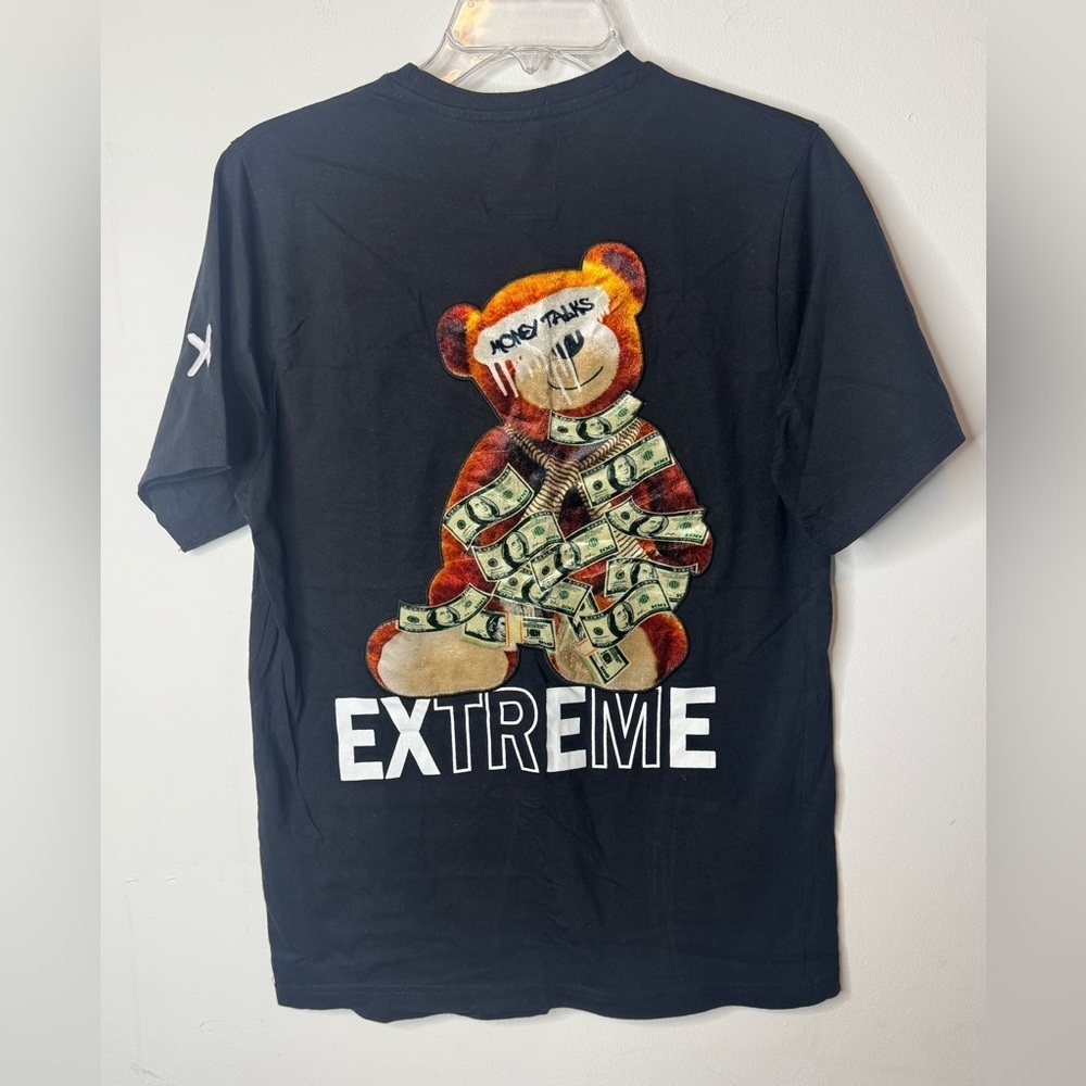 CR-24 Bordo Cromato 3-D Fuzzy teddy bear money Graphic tee T-Shirt Large shirt